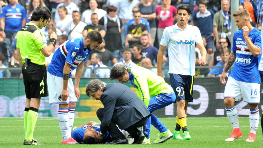 Infortunio Quagliarella Sampdoria Chievo 2