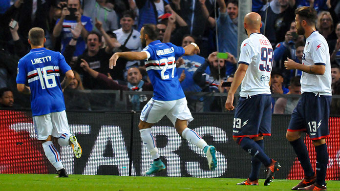 quagliarella esultanza sampdoria-crotone