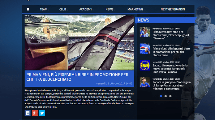 sampdoria birra promozione