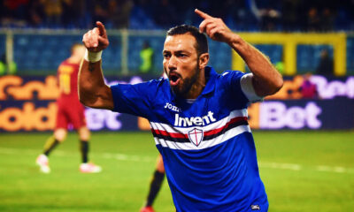 quagliarella esultanza bis sampdoria gennaio 2018