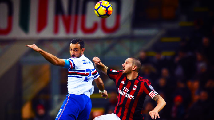 quagliarella bonucci milan bis sampdoria febbraio 2018
