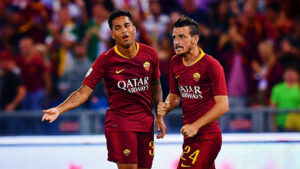 florenzi kluivert esultanza roma agosto 2018