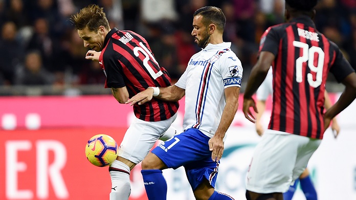 biglia quagliarella sampdoria-milan convocati