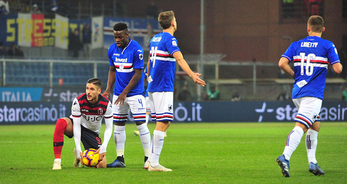 Vieira punizione Samp Bologna