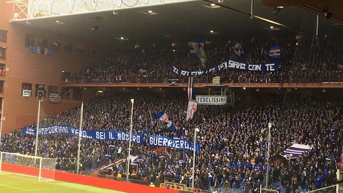 striscione baldari sampdoria-frosinone