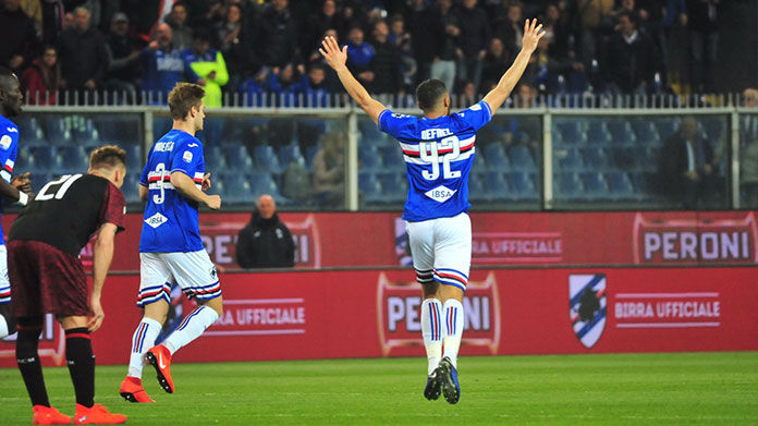 Defrel_esultanza_Samp_Milan Diavolo Sampdoria