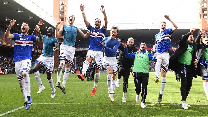 sampdoria esultanza gruppo derby