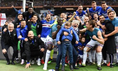 ferrero squadra esultanza finale sampdoria genoa derby