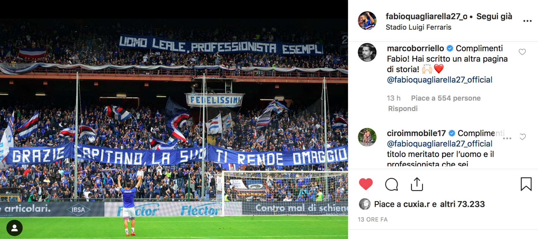 Quagliarella commenti Boriello