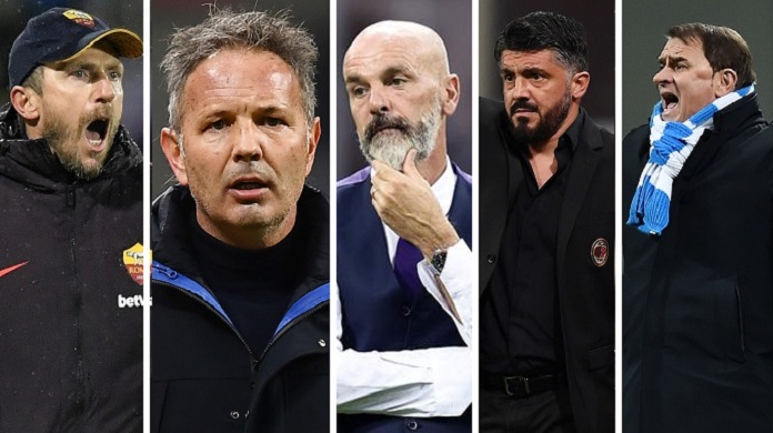 collage allenatori di francesco pioli mihajlovic gattuso semplici