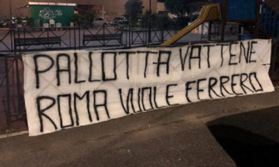 striscione roma pallotta ferrero