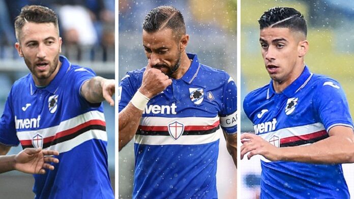 bertolacci-quagliarella-depaoli bertolacci quagliarella depaoli infortunati sampdoria