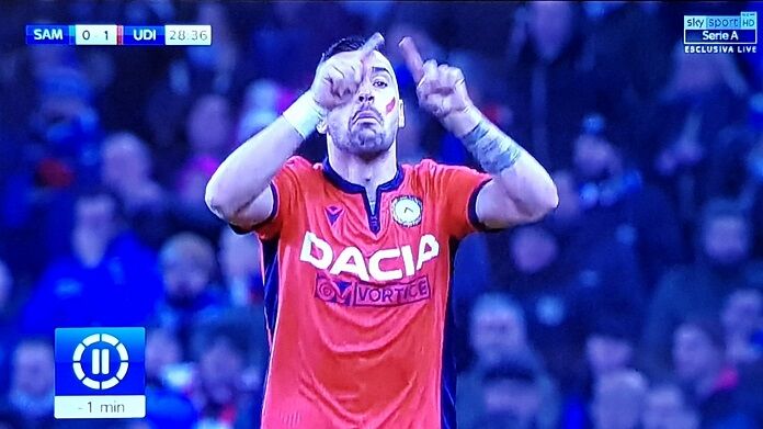 nestorovski-var nestorovski esultanza var sampdoria-udinese