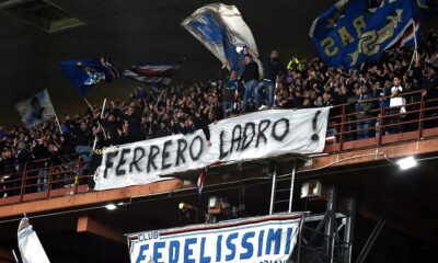 ferrero striscione gradinata sud sampdoria