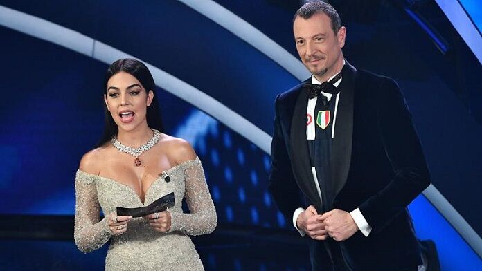 georgina-rodriguez-sanremo-amadeus georgina rodriguez amadeus sanremo