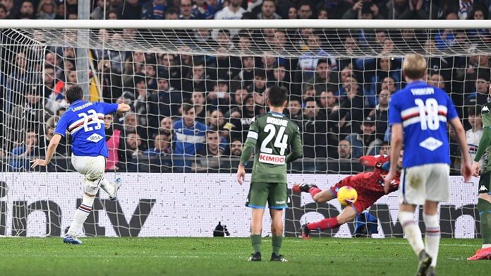 Sampdoria-Napoli serie A gol rigore gabbiadini sampdoria napoli