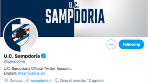 Coronavirus, la Sampdoria cambia nome su Twitter – FOTO