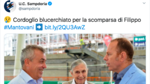 Morte Filippo Mantovani: il ricordo della Sampdoria
