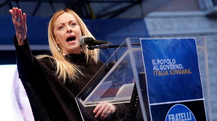 manifestazione della Destra 'Il popolo a governo Italia sovrana' giorgia meloni
