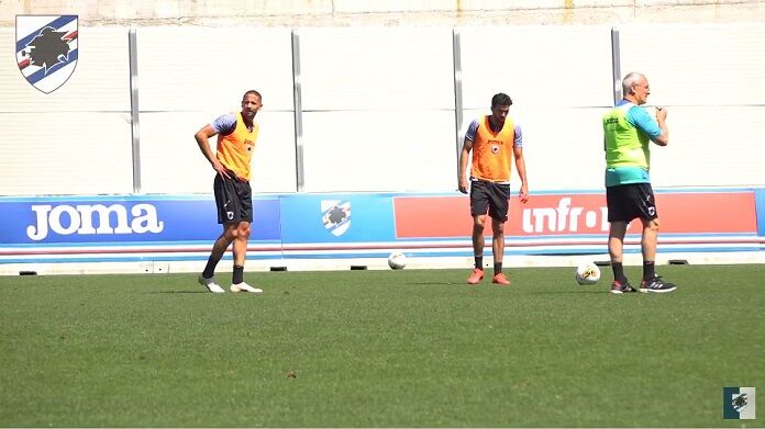ramirez-ranieri-leris-allenamento-bogliasco leris punizione partitella sampdoria
