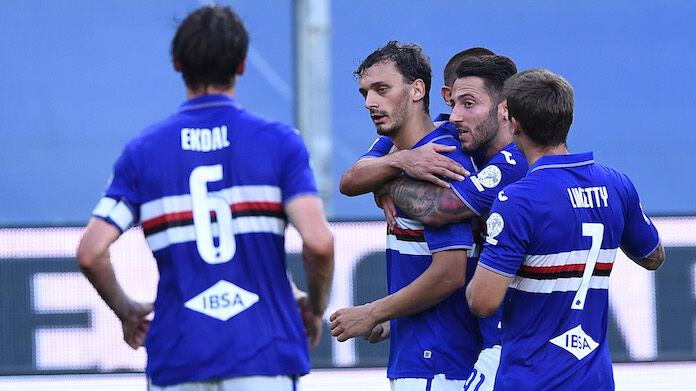 Sampdoria-Spal serie A esultanza gabbiadini sampdoria