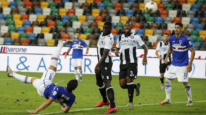 Udinese-Sampdoia serie A gol sampdoria Bonazzoli