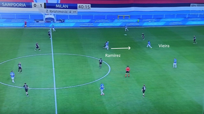 sampdoria milan ramirez tra le linee