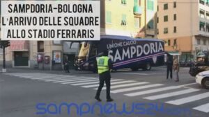 Sampdoria Bologna: l’arrivo delle squadre allo stadio Ferraris – VIDEO