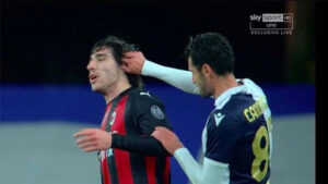 Sampdoria Milan, Candreva shock: prende Tonali per un orecchio. Rischio prova tv? – VIDEO