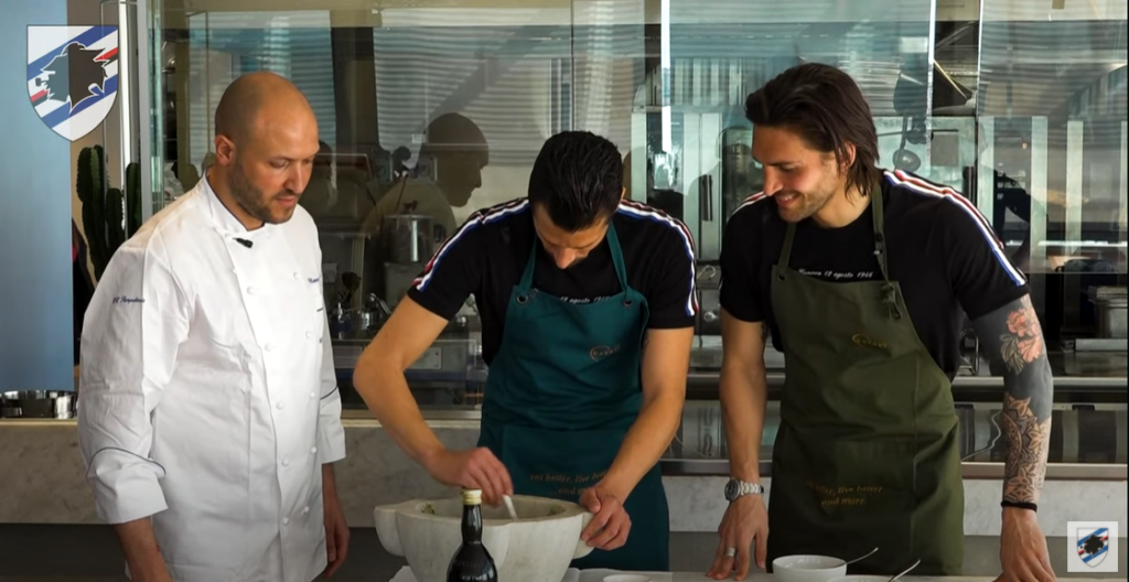 Sampdoria, Candreva e Torregrossa al lavoro... in cucina - VIDEO 1 dd