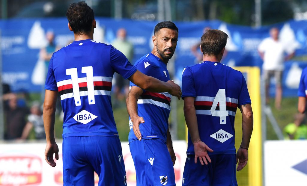 Sampdoria, oggi la ripresa: D'Aversa conosce i nuovi, si valuta Gabbiadini 1 esult gol Quagliarella MG5 5550