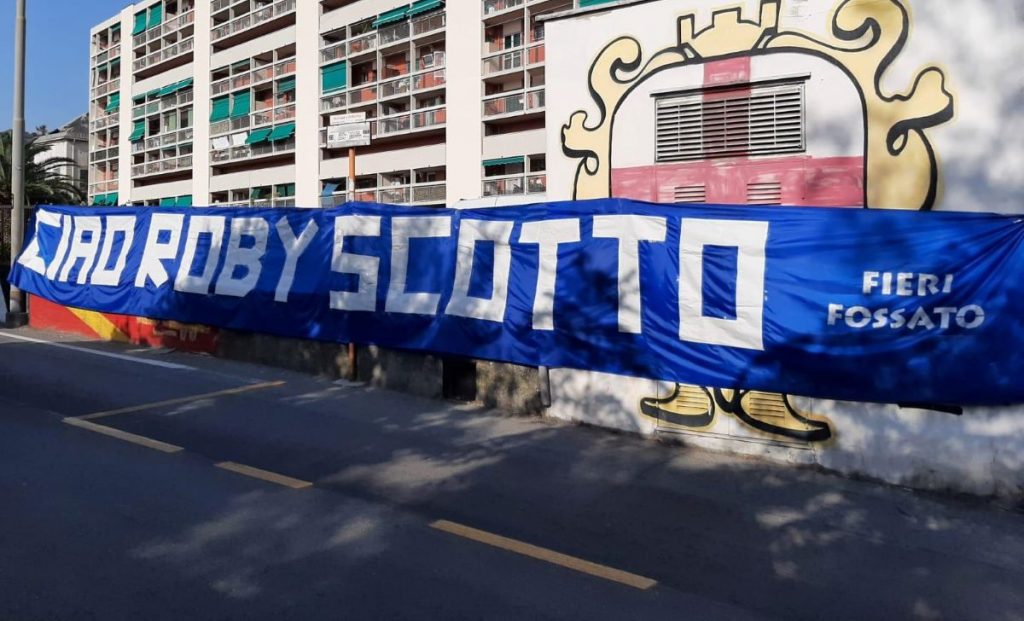 Striscione dei tifosi della Sampdoria: il saluto a Scotto, volto storico della Nord 1 Tifosi scotto