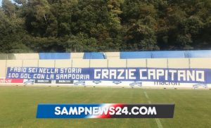 Sampdoria, striscione per Quagliarella: «Sei nella storia. Grazie capitano»