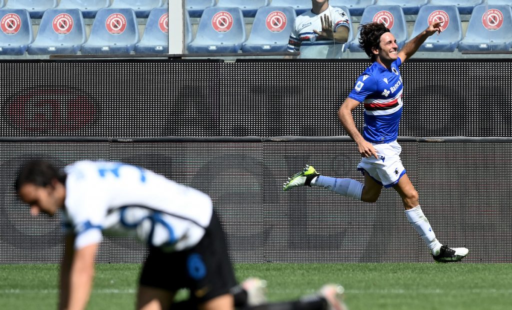 Gol meraviglioso di Augello in Sampdoria Inter: seconda rete per il terzino 1 esult gol Augello MG9 3836