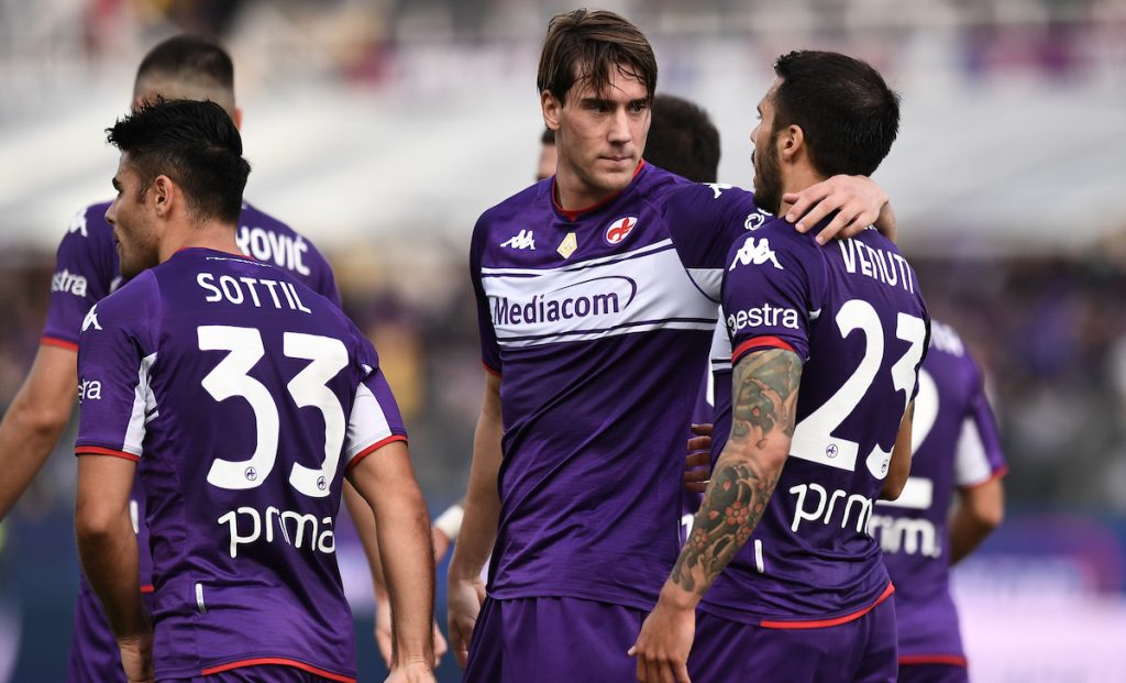 Fiorentina-Sampdoria, Borghi: «La reazione blucerchiata? Abbozzata» 1 esult gol Vlahovic PAP 5332