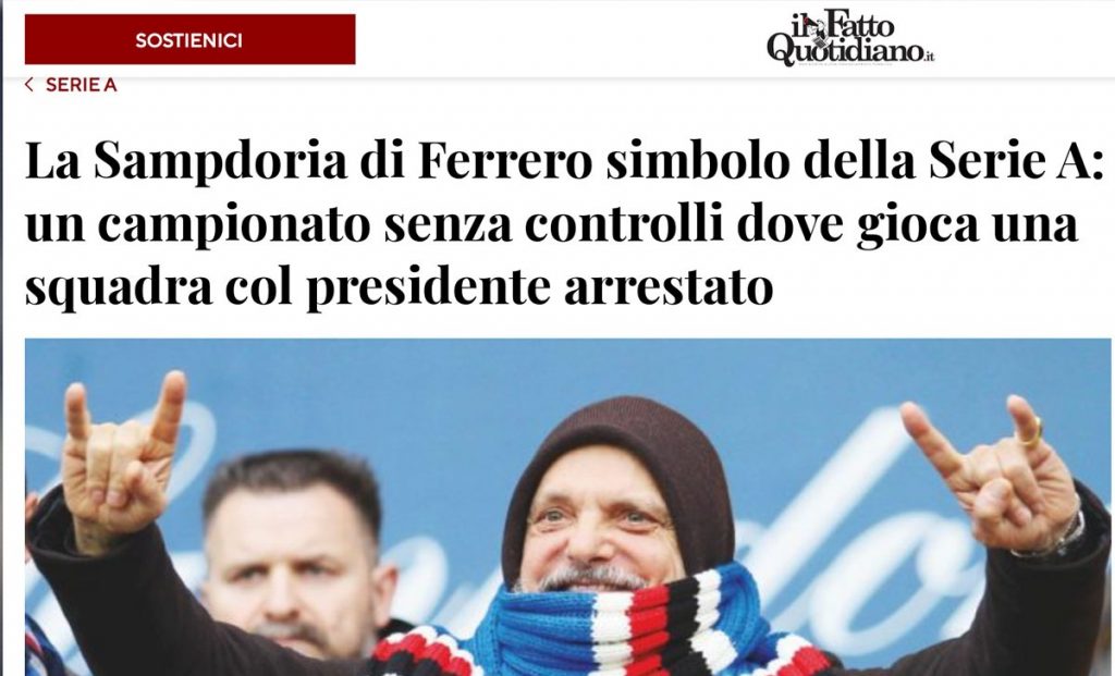 Il Fatto Quotidiano attacca Ferrero: «Sampdoria in Serie A con un presidente arrestato» 1 WhatsApp Image 2021 12 13 at 18.27.00