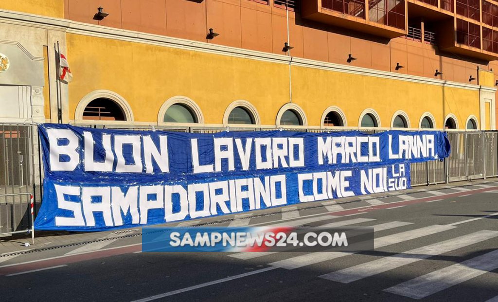 Presentazione Lanna: striscione per il presidente fuori dal Ferraris - FOTO 1 lannapresidentestriscione
