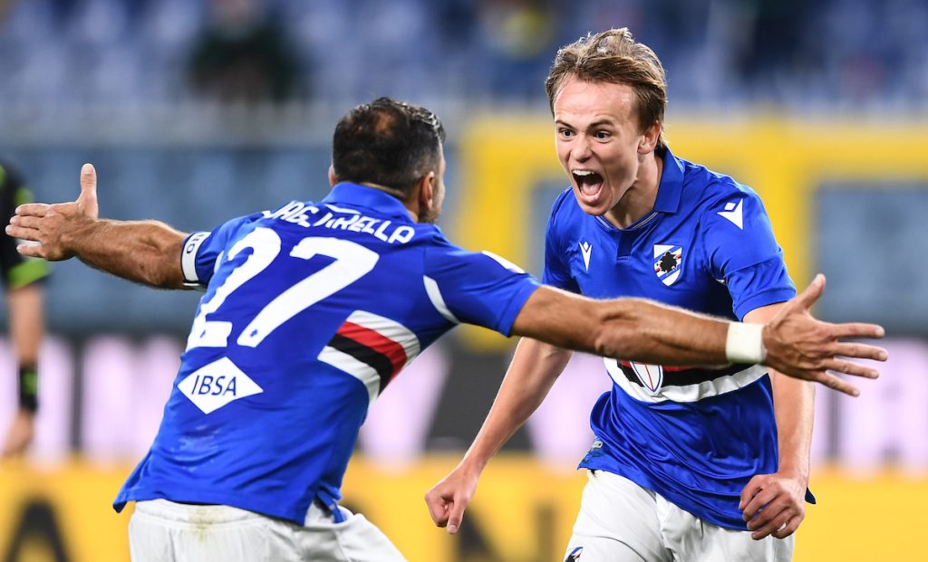 Damsgaard: «Alla Sampdoria sono cresciuto. Ma è stato difficile» 1 Damsgaard Quagliarella MG1 3020