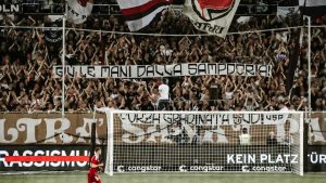 Giù le mani dalla Sampdoria: lo striscione dei tifosi del St. Pauli