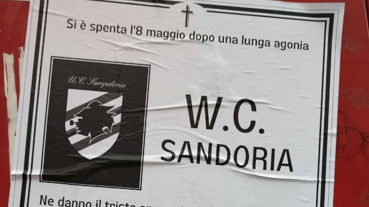 Manifesto falso e ingiurioso con logo contraffatto