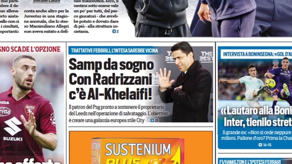 Cessione Sampdoria, Tuttosport: «Al-Khelaifi vuole imitare il City» 1 al khelaifi sampdoria