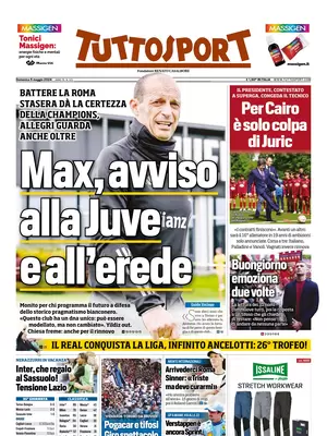 Rassegna stampa Sampdoria: prime pagine quotidiani sportivi - 5 maggio 2024 1 tuttosport