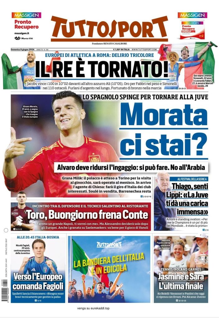 Rassegna stampa Sampdoria: prime pagine quotidiani sportivi - 9 giugno 2024 27 tuttosport