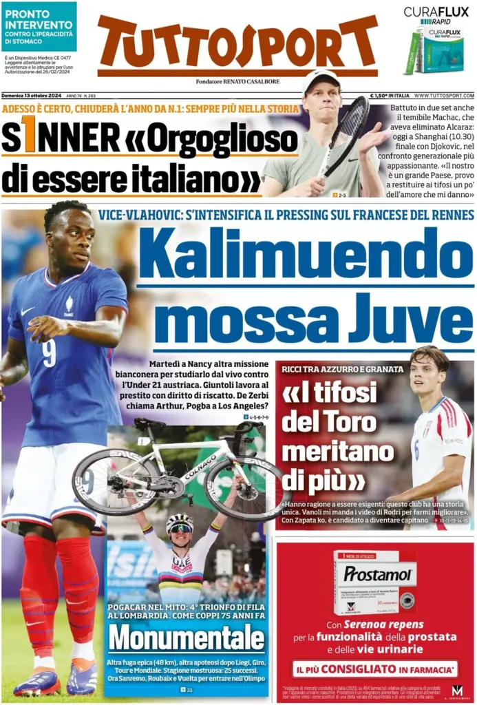 Rassegna stampa Sampdoria: prime pagine quotidiani sportivi - 13 ottobre 2024 27 tuttosport ottobre