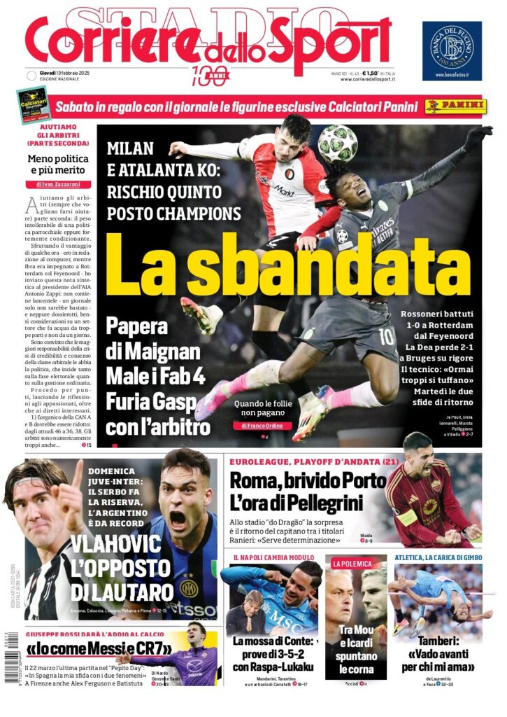Rassegna stampa Sampdoria: prime pagine quotidiani sportivi - 13 febbraio 2025 27 corsport 13 02 25
