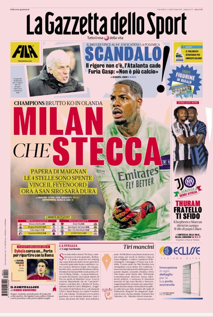 Rassegna stampa Sampdoria: prime pagine quotidiani sportivi - 13 febbraio 2025 29 gazzetta 13 02 05