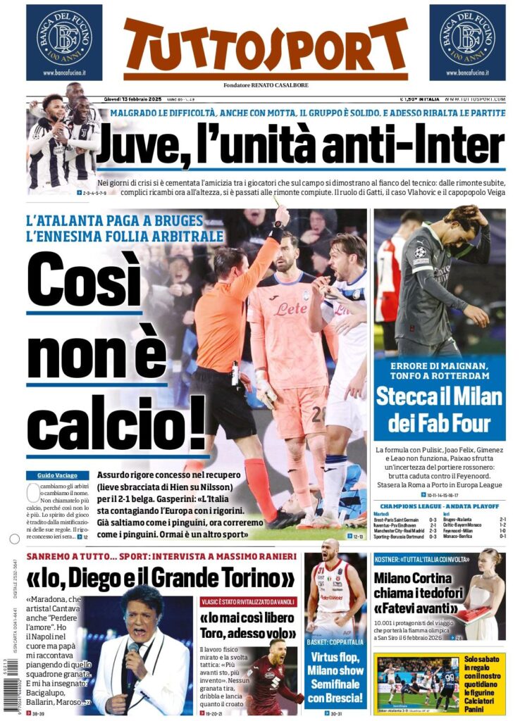 Rassegna stampa Sampdoria: prime pagine quotidiani sportivi - 13 febbraio 2025 28 tuttosport 13 02 25