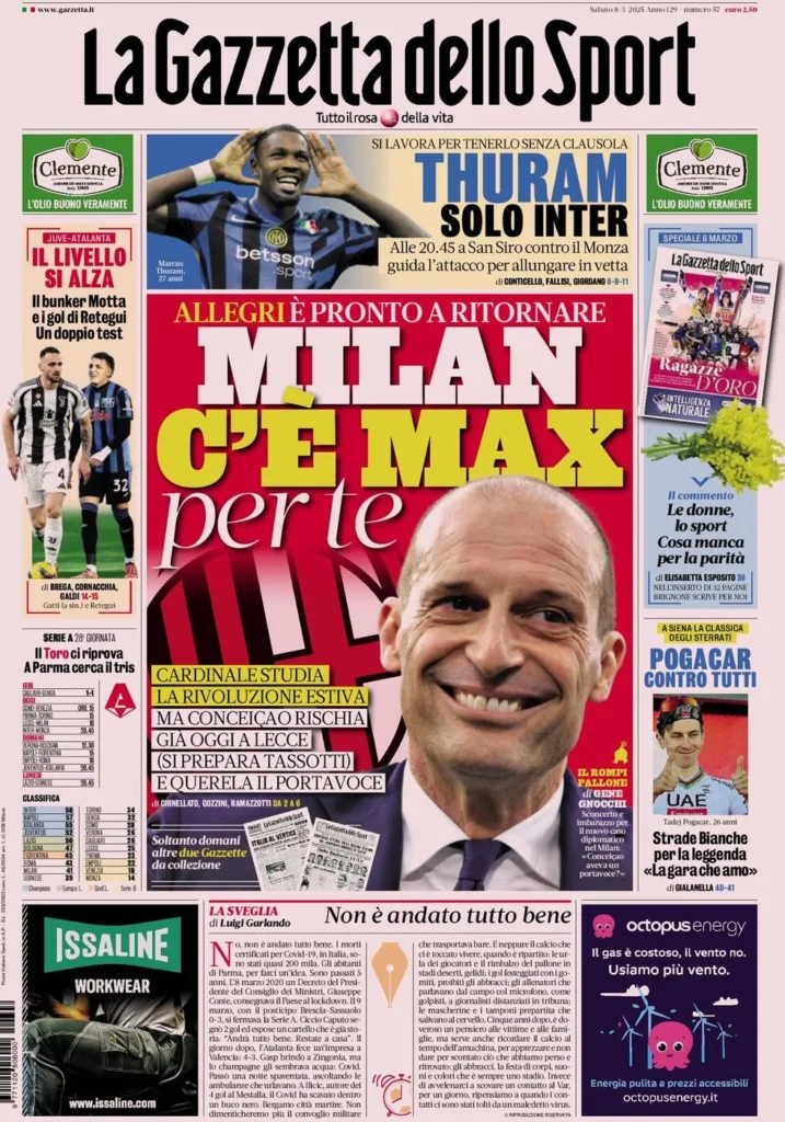la gazzetta dello sport 8 marzo