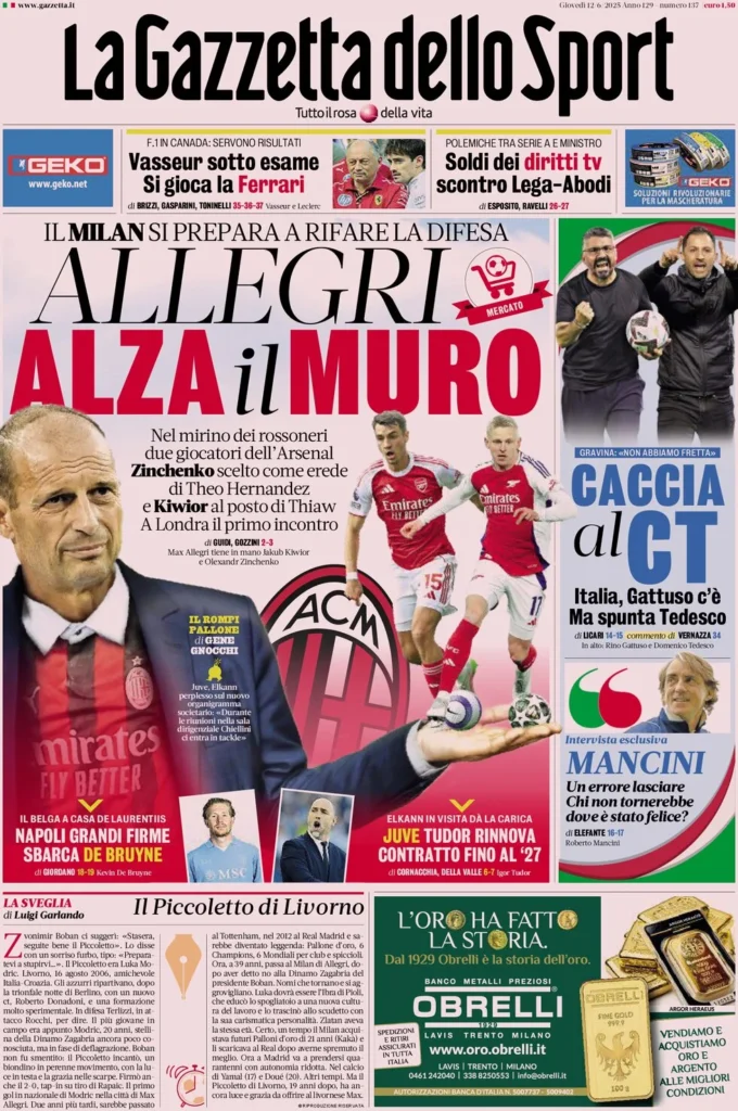 la gazzetta dello sport 12 giugno