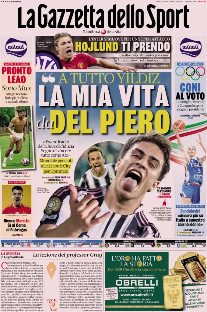 la gazzetta dello sport 26 giugno